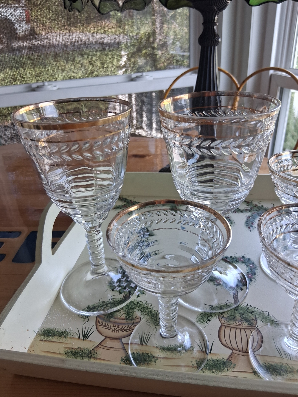 Elegant Clear Glassware Set with Gold Rim - Classic Home Dining